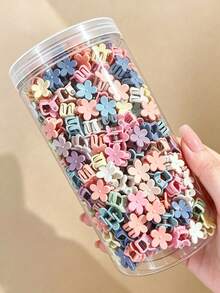 80/100pcs Children's Morandi Color Daisy Mini Hair Clips, Multi-Functional Daily Hair Accessories (Random Color & Style) - Multicolor - View 5