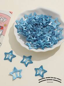 10pcs Colorful Glowing Star Hair Clips Set, Fluorescent Glow-In-The-Dark Bangs Clips, Fluorescent Hair Clips, Suitable For Concert Glowing Fun Hair Accessories - Blue - View 5
