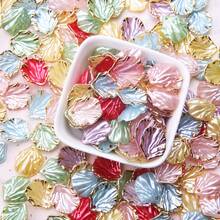 ABS Gold-Rimmed Faux Shell Petal Pendant, Random Mixed Color Glossy Shell Charm, DIY Bracelet Necklace Handmade Jewelry Making Accessories - Multicolor - View 1