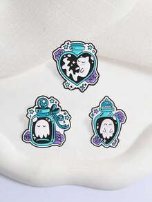 3Pcs Magic Potion Bottle Ghost Cat Enamel Pin Set Gothic Halloween Lapel Brooch Pack For Backpack Jacket Decor Gift - Multicolor - View 5