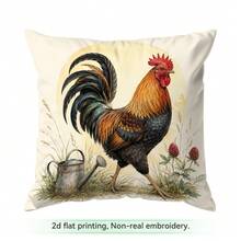4pcs/1pc Vintage Rooster & Hen Pattern Pillow Covers, Single-Sided Printed Pillow Covers, Suitable For Living Room, Bedroom, Home Decor, All-Season Pillow Covers - Multicolor - View 14