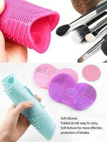 Silicone Makeup Brush Cleaning Pad With Suction Cup, Portable Apple-Shaped Brush Cleaning Mat, Quick-Drying Multi-Textured Surface, Suitable For Eyeshadow Brushes, Blending Brushes, Powder Puffs, Can Be Used In Sink Or Carried Around, Makeup Tool Cleaner, Essential For Women - A - View 7