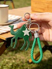 Palm Tree Bag Charm With Braided Leather Cord,National Day Souvenir Handbag Accessory,Date Palm Tree Keychain Charm,Saudi Arabia Souvenir,Holiday Gift - Multicolor - View 1