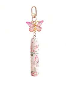 1/2/4pcs Crystal Butterfly Pendant Perfume Spray Bottle With Keychain, Floral Butterfly Print Pattern Makeup Bottle, Women's Bag Charm, Bottom Fillable Perfume Refill Tool, Birthday Gift, Holiday Gift, Suitable For Travel, 5ml - Multicolor - View 10