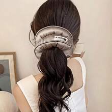 1pc Random Color Super Soft Satin Hair Scrunchie 3D Thickened Large Hair Accessory, Minimalist Versatile, Suitable For Bun And Low Ponytail Hairstyles, Essential For Sleep - Multicolor - View 7