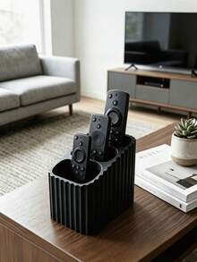 1pc 3-Slot Striped Remote Control Holder, Decorative Storage, Striped Design, Easy Access, Suitable For TV, Air Conditioner And Other Home Remote Control Storage, Home Decor, Decorative Ornament, Storage, Dorm Storage, Desktop Organization, Halloween, Christmas, Wedding - Multicolor - View 3