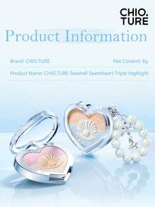 CHIOTURE Shell Sweetheart 3-Color Highlighter Palette, Menciptakan Kulit Bercahaya dan Lembap, Mencerahkan Wajah dan Sudut Dalam Mata, Putih dengan Kilauan Halus Ungu, Kilau Berlian, Kilau Mutiara Satin, Tekstur Mousse Krim, Palet Warna Multifungsi, Cocok untuk Pemula - 03 Bintang Ungu - View 9