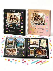 Scrapbook Photo Album, Photo Storage Book, Wedding And Anniversary Craft Paper Photo Album, Family DIY Scrapbook Accessories, Vintage Lace Border Paper, 40 Pages, Photo Album Set, Photo Storage Album - Multiple Styles - View 2