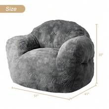 Faux Rabbit Fur Bean Bag Chair with Armrests, Soft Cozy Foam-Filled Sofa with High Elasticity Sponge & Durable Upholstery for Living Room Bedroom Dorm Apartment - Gris - Ver 2