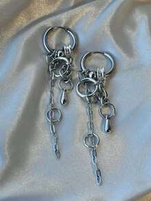 2pcs Gothic Horseshoe Rivet Earrings, Silver Color, Suitable For Men And Women, Party And Daily Wear - Silver - View 9