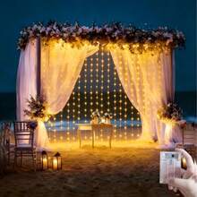 3/6m Battery Powered LED Curtain Lights, 8 Modes Photo Backdrop Lights For Bedroom, Party, Wall, Wedding, Christmas Decoration - Battery-operated Curtain Lights - View 3