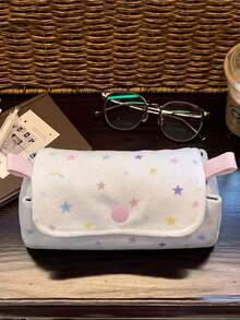 日韓風小眾 Ins 感可愛多巴胺星星圖案鉛筆袋 小包 清新便攜手提包 化妝收納 3D 儲物袋 - 白色 - 查看 2