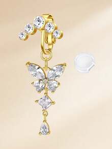 TOKRING Fake Belly Piercing Fake Belly Ring For Women Pink Heart Cubic Zirconia,Clip On Belly Button Rings Fake Navel Ring Non Piercing Jewelry - Multicolor - View 6