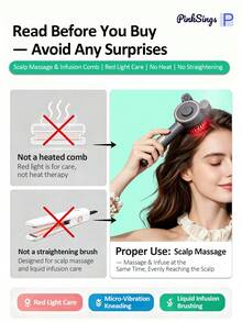 PinkSings Upgraded 4-In-1 Electric Scalp Massager Brush With Nano Mist, Blue & Red Light Therapy Hair Care, Suitable For All Hair Types Hair Oil Applicator, Electric Hair Comb - Multicolor - View 3