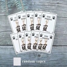 5/10pcs Spooky Cute Grim Reaper Keychain - Gothic Sarcastic Bag Charm, Stay Positive Halloween Gift For Friends Family Coworker20240910 - Multicolor - View 10