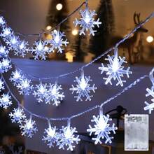1pc 1.5/3/6m Warm White Christmas String Lights, LED Snowflake Battery Powered, Suitable For Living Room And Other Indoor Home Decor, Christmas, Thanksgiving, New Year Party, Winter And Gatherings (Battery Not Included) - Snowflake - View 8