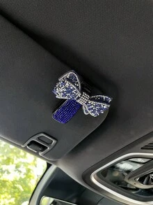 1PC Sparkling Bow Rhinestone Car Sun Visor Fashion Glasses Fashion Glasses Holder - Multicolor - View 14