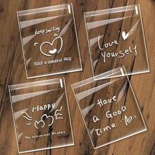 100pcs Transparent Self-Sealing Adhesive Gift Bags With Inspirational Handwritten Quotes - Reusable Plastic Bags, Suitable For Cookies, Snacks, Gifts, Parties And Special Occasions, Simple Pattern Design, Convenient Sealing - Multicolor - View 5
