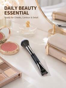 Dual-Ended Makeup Brush Set, Angled Foundation & Contour Brush, Blush, Nose Contour, Highlighter, Multi-Function Tool, Soft Synthetic Bristles, Suitable For Blending & Shaping, Home, Salon, Travel Use, Gift For Women, Girls, Makeup Enthusiasts, Valentine's Day, Mother's Day - Multicolor - View 10