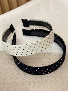 1/2PCS Korean Style Polka Dot Non-Slip Wide Headband, Elegant Minimalist Versatile Fashion Hair Accessory For Women - Multicolor - View 2