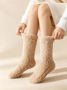 1/2 Pairs Unisex Extra Thick Coral Fleece Warm Winter Sleeping Socks - Thick Warm, Comfortable Indoor/Outdoor Home Slippers, Machine Washable, Perfect For Cold Floors And Bed Use - Multicolor - View 3