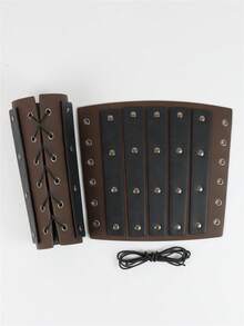 2pcs Medieval Vintage Leather Bracers, Rivet Lace-Up Adjustable Design, Viking Renaissance LARP Roleplay Arm Guards Pair, Pirate Knight Cosplay Costume Accessories, Unisex, Halloween Costume Props - ZSJ - View 3