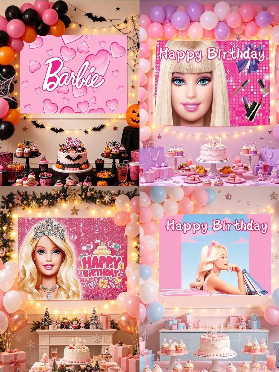 MASSDI Backdrop, Personalized Polyester Party Backdrop, Pink Heart Birthday Print, Vivid HD Pattern, Lightweight Wrinkle-Resistant Fabric, Easy Hanging, Photo Booth Background, Celebration Decor, Party Favor, Holiday Gift Accessory - Multiple Styles - View 1