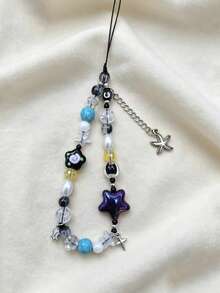 1pc Sweet & Cool Phone Chain, Dopamine Retro Lanyard, CCD Camera Pendant, Beaded Phone Case Charm - Multicolor - View 2
