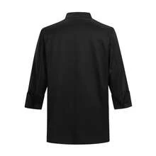 Baju Kerja Dapur Lengan Panjang Unisex Baru dengan Kerah Tegak Kecil dan Bordir yang Indah - Hitam - View 4