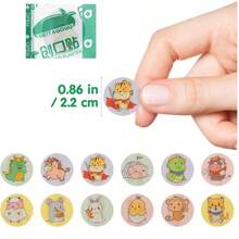 120pcs Mini Round Waterproof Bandages, Cartoon Pattern, Breathable & Hypoallergenic, Skin-Friendly & Gentle, Easy To Apply & Removable, Random Pattern, Suitable For First Aid Kit - Multi-color - View 3