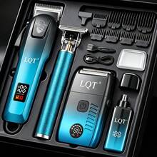 LQT Household Grooming Kit(2pcs/3pcs/4pcs), Cordless Rechargeable Hair Clipper & T‑Blade Trimmer & Foil Shaver & Nose Hair Trimmer, LED Digital Display, With Multiple Guide Combs, USB-C Charging, Christmas Holiday Gift For Men - View 1