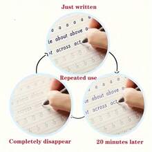 11pcs Set 1 English Handwriting Notebook + 10 Pen Refills + 1 Pen Holder, English Cursive 3D Grooved Handwriting Practice Book, Calligraphy Practice Workbook, Reusable Full-Score Composition Practice Book, Random Pen Style - Calligraphy Practice Set - View 3