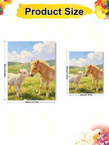 1pc Horses And Sheep DIY Oil Painting By Numbers, Canvas Painting DIY Crafts, Adult Home Decoration, Holiday Gift. - Sets - View 9