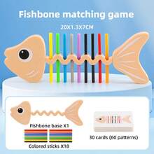 Toddler Fish Bone Stick Color Matching Board Game, Multi-Pattern Double-Sided Challenge Cards, Children's Color Recognition & Logical Thinking Training Toy, Develop Hand-Eye Coordination & Fine Motor Skills, Cultivate Patience & Concentration, Parent-Child Interactive Tabletop Game, Kindergarten & Home Early Education Educational Toy - Multicolor - View 14
