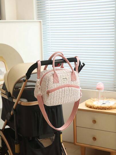 Bolsa de pañales con estampado floral, bolsa térmica aislada para leche materna, bolsa de cambio térmica, bolsa de almacenamiento de biberones para mamá, bolsa de almuerzo acolchada, bolsa de picnic para exteriores y oficina