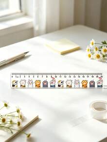 Kawaii Cartoon Pet Animal Print 20CM Acrylic Straight Ruler, Clear Transparent Measuring Ruler For Kids Teens, Lovely Animal Cat Dog Paw Design Ruler, Portable School Drawing Measuring Stationery Gift For Students - Single Piece - View 6