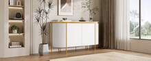 Sideboard Made Of Wood With 4 Doors With Storage With Doors White For Living Room And Dining Room - White - View 8