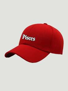 12 Zodiac Signs Baseball Cap, Retro Gothic Letter Print Red Dad Hat, Adjustable Unisex Casual Hat, Ideal Festival Party Daily Accessory ‑Lover Gift - Red - View 19