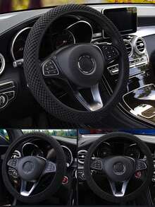 Elastic Fit Steering Wheel Cover, No Inner Ring Easy Installation, Anti-Slip Mesh Grip, All Season, Unisex, Fits 38cm - Multicolor - View 3
