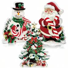 Vintage Christmas Desktop Decor 3 Pieces Set, Santa Claus Snowman Christmas Tree Wooden Table Signs, Holiday Tiered Tray Decoration - 1PC - View 4