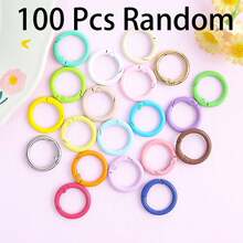 10/20pcs Mixed Color Spring O-Ring Keychains, Colorful Coated Metal Open Rings, DIY Key Chain Bag Pendant Hardware Accessories - Multicolor - View 8
