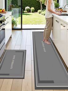 1 Pc Geometric Border Pattern Kitchen Mat, 3.5 Mm Soft Rubber That Absorbs Water And Is Easy To Clean. Suitable For Corridors, Bathrooms, Living Rooms, Outdoor Door Mats, And Toilets. Useable Throughout The Year And For Various Holidays. - Multicolor - View 9