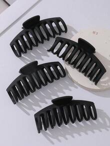 4pcs/3pcs/2pcs/1pc Large Matte Black Hair Clips, Non-Slip Strong Grip, French Design Women's Hairstyle Accessories - Black - View 6