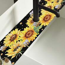 1pc Sink Faucet Absorbent Mat, Autumn Faucet Pad, Sunflower Pattern, Drainage Mat, Suitable For Kitchen, Bathroom Sink, Countertop, Drainage Mat, Diatomaceous Earth Material, Trimmable, Quick-Drying Mat - Multicolor - View 5