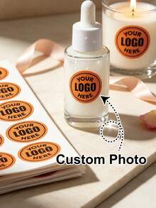 19-299pcs 1-3.5inch Custom Design Circle Logo Stickers - Personalized Printed Waterproof Paper/Plastic Business Branding & Packaging Seals Label, Round Label For Weddings Birthdays, Custom Circle Stickers For Business Logo - White - View 5