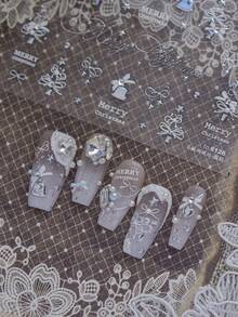 1 Crystal Diamond Nail Art Luxury Sticker Self-Adhesive New Minimalist Winter Atmosphere Nail Charm Sticker Christmas Bow Nail Art Decoration Sticker - Multicolor - View 2