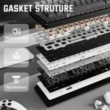 ATTACK SHARK X66 Gasket Wireless Mechanical Keyboard With Volume Knob,60% Bluetooth/2.4GHz/Wired Gaming Keyboard,RGB Backlit,OEM Tri-Color PBT Keycaps,66 Keys Hot Swappable For PC - Many - View 6