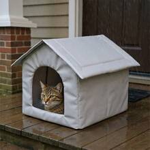 Outdoor Air-Conditioned Cat House Designed For Cats, Comfortable Warm Cat Bed With Windproof Curtain Opening, Waterproof Sun-Proof Wind-Proof Snow-Proof Pet House, Durable Non-Collapsing Cat Nest Suitable For All Seasons - one-size - View 14