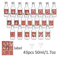 43pcs Christmas Themed Plastic Wine Bottles, Divided Into Bottles, Drinking Bottles, Leak Proof, Portable, Reusable, Multi-Purpose, Suitable For Storing Whiskey And Beverages, Suitable For Christmas Gatherings, Party Decorations, And Daily Use - White H - View 16