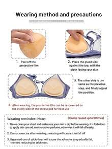 1 Pair Women's Invisible Padded Bra Inserts, Sponge Bra Pads, Breast Enhancer Pads, Swimwear Sponge Bra Pads - Apricot - View 6